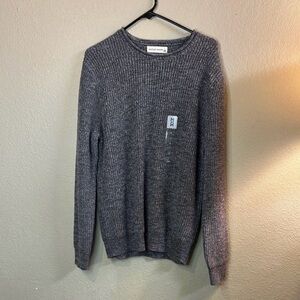 New Mutual Weave Sweater Men’s Gray Crew Neck Casual Preppy Classic Knit Size L